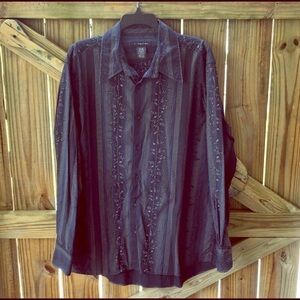 J. Ferrar Blue & Gray Long Sleeve Button Up Shirt